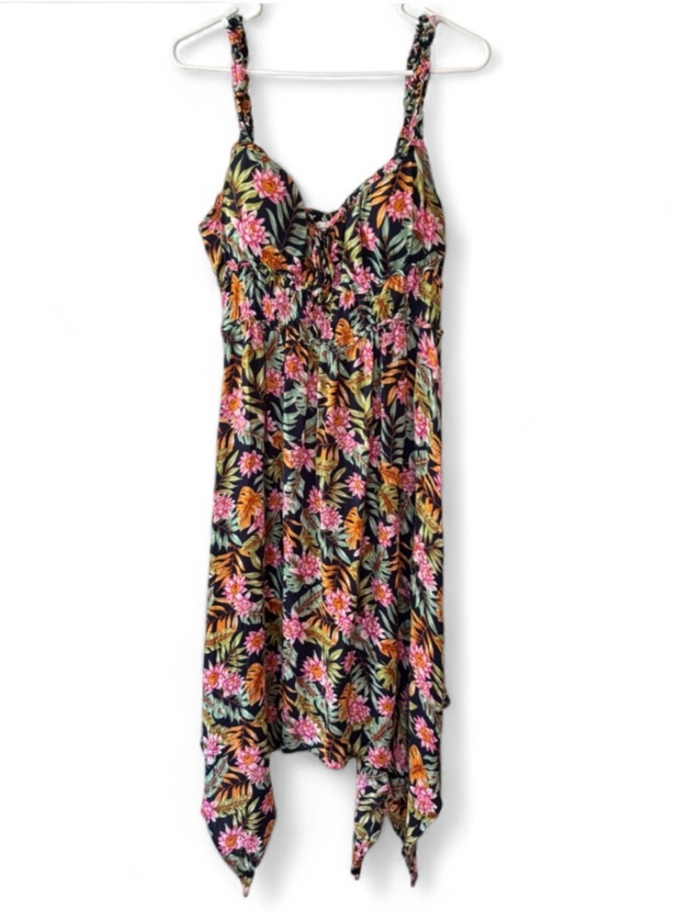 Derek Heart Black Floral Maxi Dress with Pink & Orange Flowers